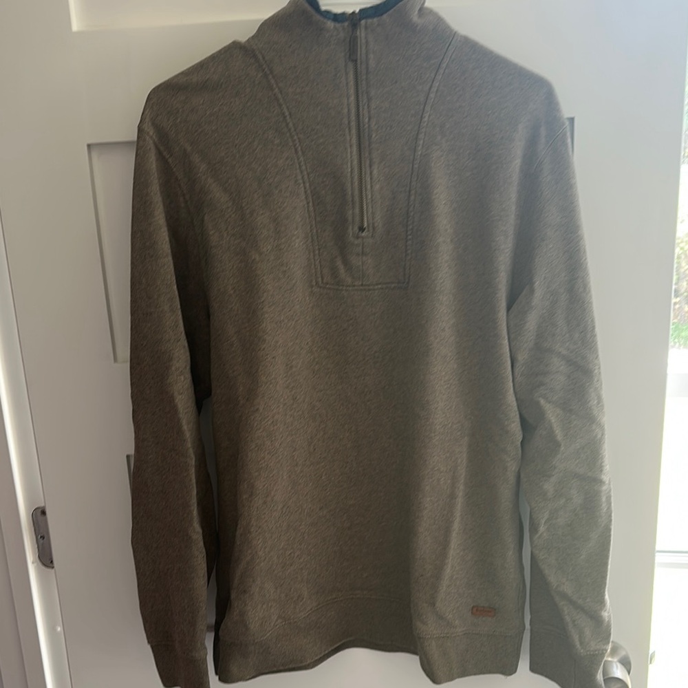Barbour Green Zip Up Sweater Classic Knit